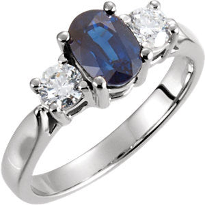 Platinum Sapphire & Diamond Accented Ring