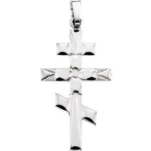 14K White 26x15mm Orthodox Cross Pendant