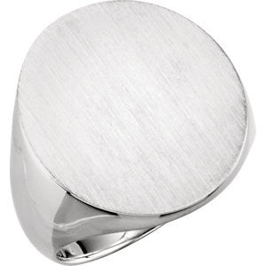 Sterling Silver 22x20mm Solid Oval Men's Signet Ring