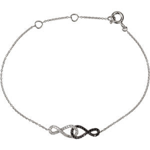 1-5 CTW Black & White Diamond Infinity-Inspired 5.75 - 6.75" Bracelet