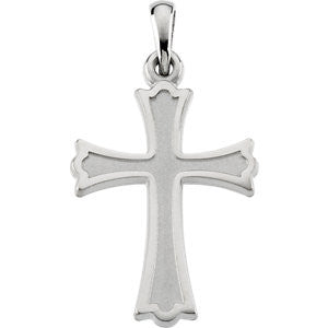 14K White 22x16mm Cross Pendant