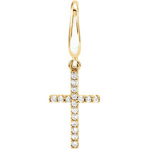 14K Yellow .08 CTW Diamond Petite Cross Charm-Pendant