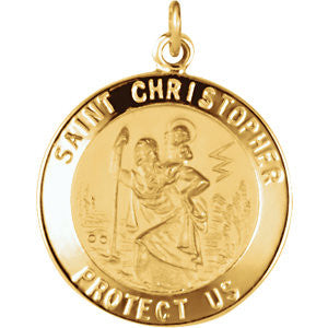 14K Yellow 20mm St. Christopher Medal