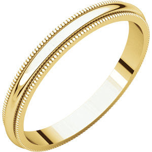 14K Yellow 2.5mm Milgrain Band