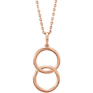 14K Rose Interlocking Circle 18" Necklace