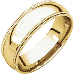 14K Yellow 6mm Double Milgrain Comfort Fit Bands