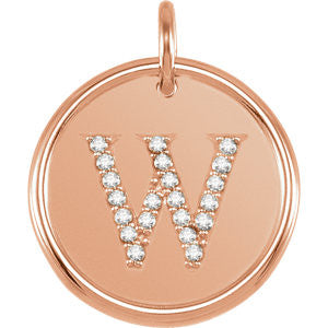 14K Rose 1-10 CTW Diamond Initial "W" Pendant