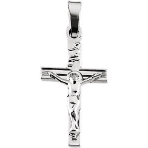 14K White 17.5x11mm Crucifix Pendant