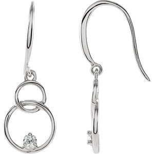 14K White .04 CTW Diamond Circle Earrings