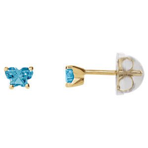 14K Yellow December Bfly® CZ Birthstone Youth Earrings with Safety Backs & Box