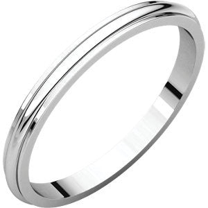 Platinum 2mm Half Round Edge Band