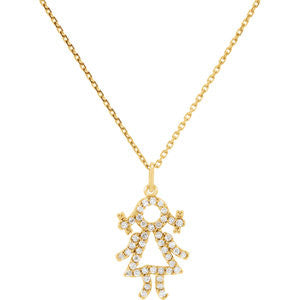 14K Yellow 1-5 CTW Diamond Baby Girl Necklace