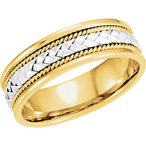 14K White & Yellow 6.75mm Hand Woven Band Size 11.5