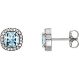 14K Yellow Sky Blue Topaz & 1/10 CTW Diamond Earrings