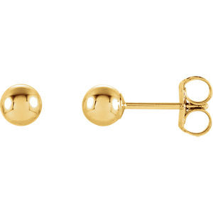 14K Yellow 4mm Ball Earrings with Bright Finish