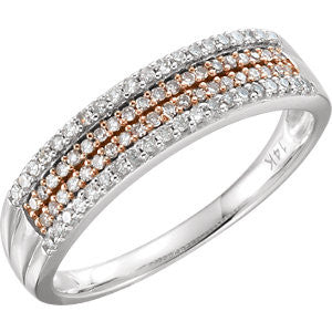 14K White & 14K Rose Gold Plated 1-4 CTW Diamond Ring