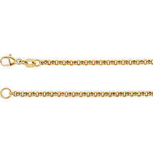 18K Yellow 2.5mm Rolo 16" Chain