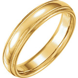 14K Yellow 5mm Half Round Comfort Fit Milgrain Band Size 10.5