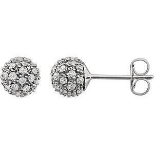 14K White 1-2 CTW Diamond Cluster Earrings