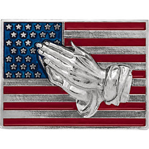 American Flag with Praying Hands Lapel Pin