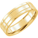 14K White 4mm Flat Comfort Fit Milgrain Band Size 9