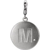 Sterling Silver Block Initial "Y" Disc Charm with .005 CTW Diamond Accent