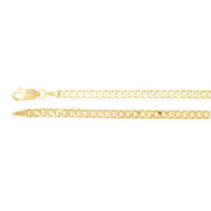 14K Yellow 3mm Solid Curb 24" Chain