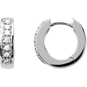 14K White 1-6 CTW Diamond Hoop Earrings