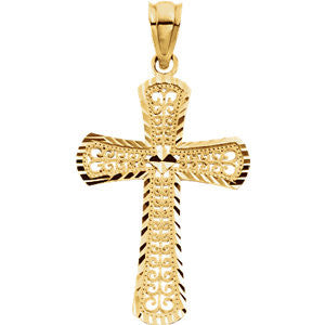 14K Yellow 26.5x18mm Cross Pendant