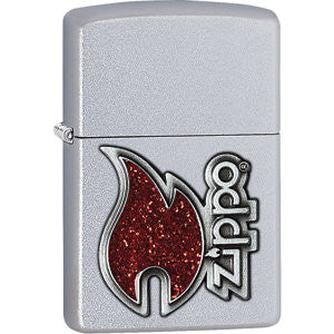 Zippo® Red Flame Satin Chrome&trade; Lighter