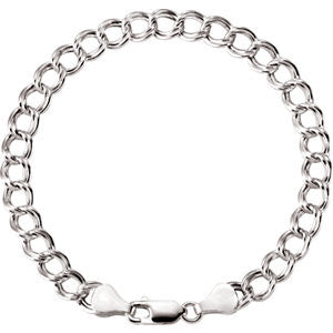 Sterling Silver 5.5mm Hollow Paralleo Charm 7" Bracelet