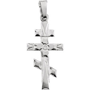 14K White 20x10mm Orthodox Cross Pendant