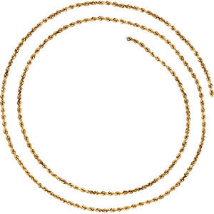 14K Yellow  1.9mm Diamond-Cut Rope 24" Chain with Lobster Clasp