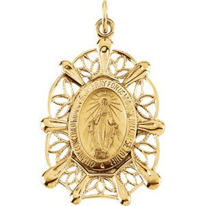 14K Yellow 30x20mm Miraculous Medal