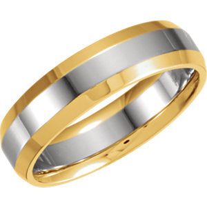 14K White & Yellow  6mm Comfort-Fit Band Size 12.5