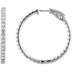 14K White 3 CTW Diamond Inside-Outside Hoop Earrings