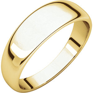 14K Yellow 6mm Half Round Tapered Band