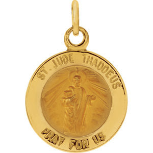 14K Yellow 12mm Round St. Jude Thaddeus Medal