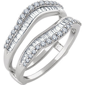 14K White 3-4 CTW Diamond Ring Guard