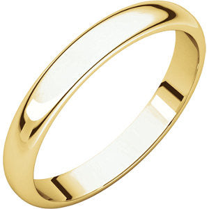 18K Yellow 4mm Half Round Light Band