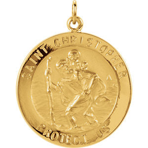 14K Yellow 23mm St. Christopher Medal