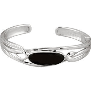 Sterling Silver Onyx Hinged Cuff Bracelet