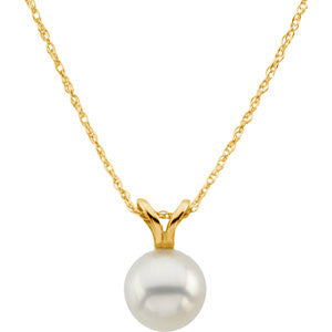 14K Yellow 6mm Akoya Pearl 18" Necklace