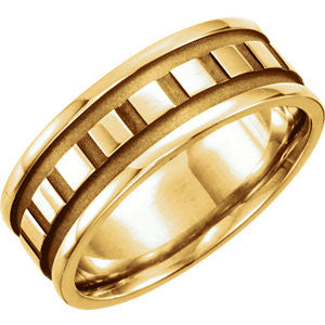 14K Yellow 7.75mm Design Band Size 10