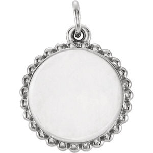 Sterling Silver Engravable Round Beaded Pendant