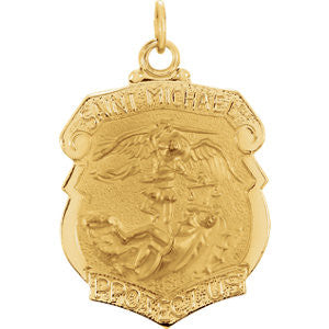 14K Yellow 24.25x20.5mm St. Michael Medal