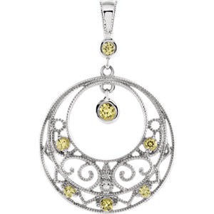 Yellow Sapphire Filigree Pendant