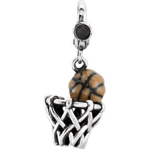 Sterling Silver Basketball & Goal Charm