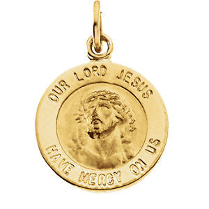 14K Yellow 12mm Round Our Lord Jesus Medal