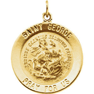 14K Yellow 22mm Round St. George Medal